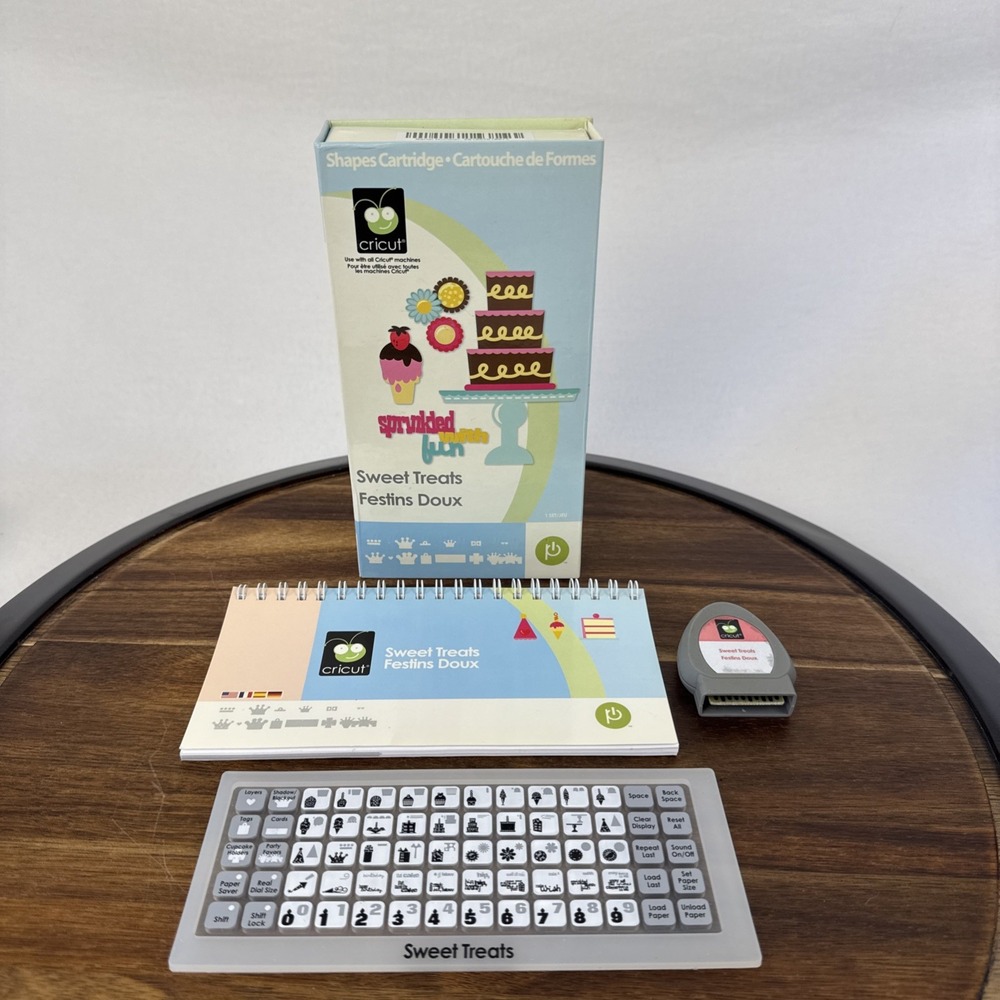 This Cricut Sweet Treats Shapes Complete 29-1557 Cartridge Scrapbooking & More